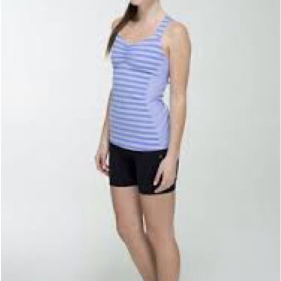 Lululemon Core Kicker Tank in Apex Stripe Lavender Dusk Built in Bra Sz 8 Yoga - Picture 3 of 9